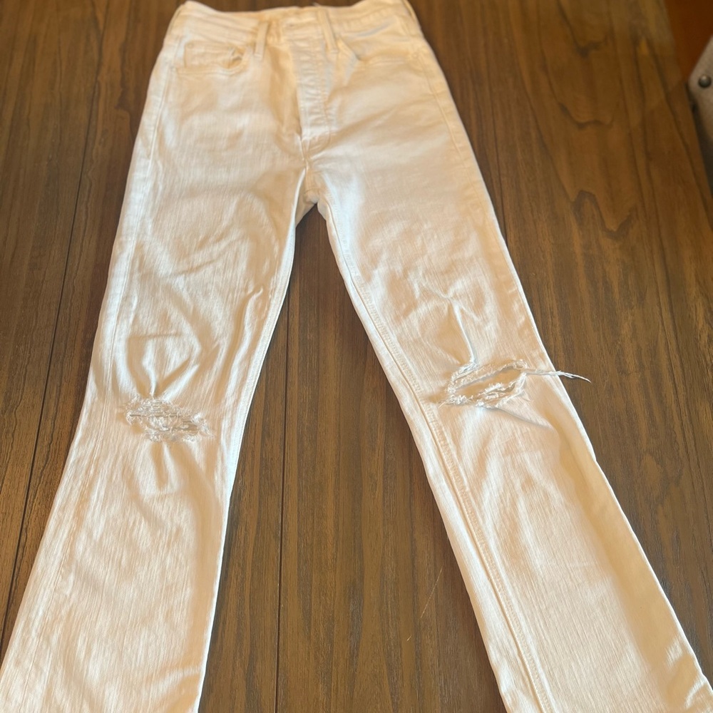 MOTHER Superior The Tripper Almost Innocent White Jeans 26